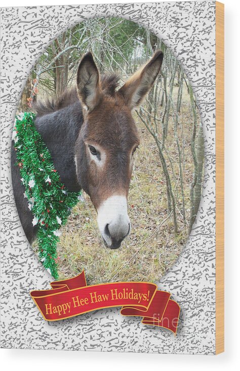 Christmas Card Wood Print featuring the photograph Happy Hee Haw Holidays by Cheryl McClure