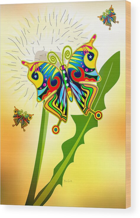 Butterfly Wood Print featuring the digital art Happy Hippie Butterflies by Bob Orsillo