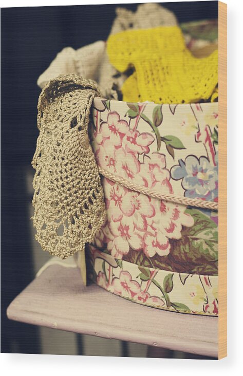 Lace Wood Print featuring the photograph Hatbox of Lace by Heather Applegate
