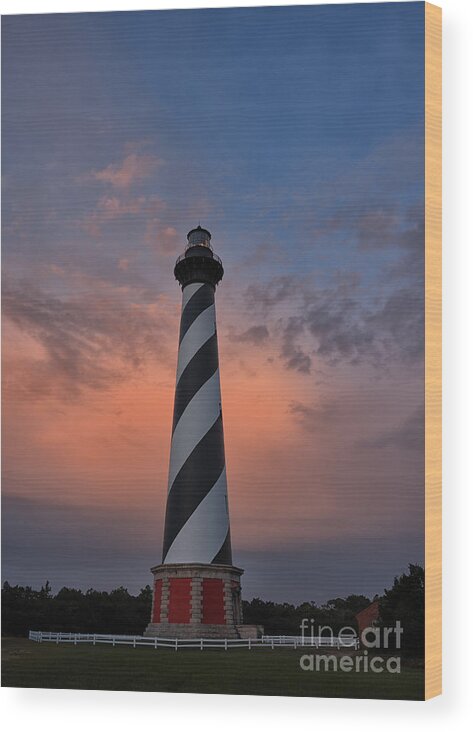 Hatteras Island Lighthouse Wood Print featuring the photograph Hatteras Lighthouse Dawn by Terry Rowe