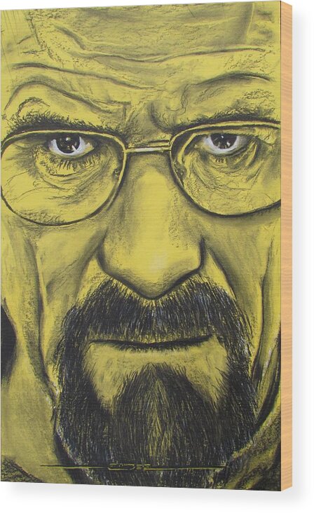 Bryan Cranston Wood Print featuring the pastel Heisenberg - Breaking Bad by Eric Dee