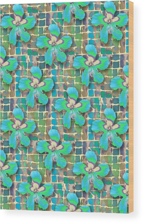 Flowers Wood Print featuring the painting Hibiscus Blue Water by Deborah Runham