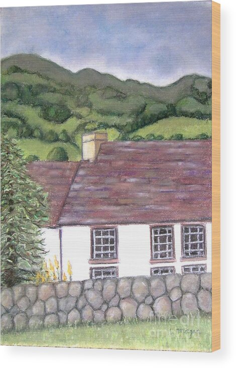 Scotland Wood Print featuring the pastel Highland Farmhouse by Laurie Morgan