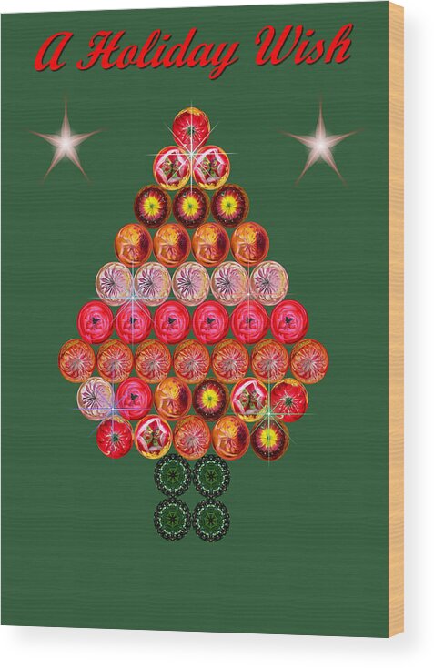 Digital Art Wood Print featuring the photograph Holiday Tree of Orbs 2 by Nick Kloepping