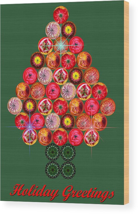 Digital Art Wood Print featuring the photograph Holiday Tree of Orbs 3 by Nick Kloepping