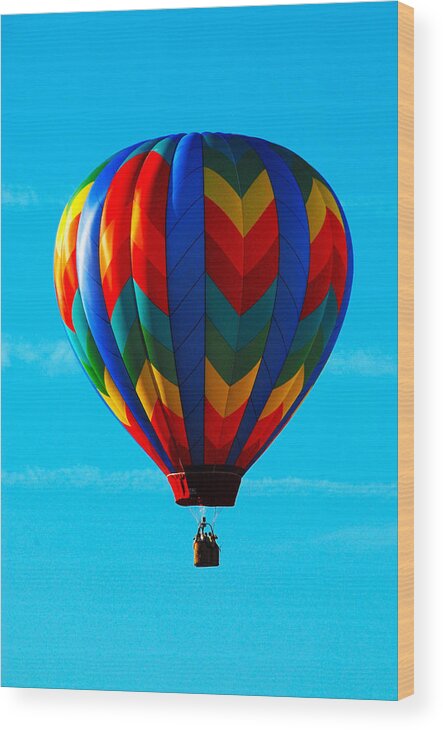 Hot Air Ballon Wood Print featuring the photograph Hot air ballon in flight by Will Burlingham