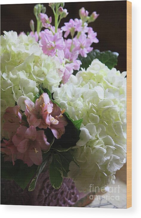 Hydrangea Wood Print featuring the photograph Hydrangeas Bouquet by Carol Groenen