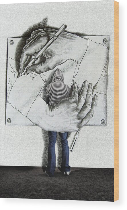 Escher Wood Print featuring the mixed media I love Escher by Andrei SKY
