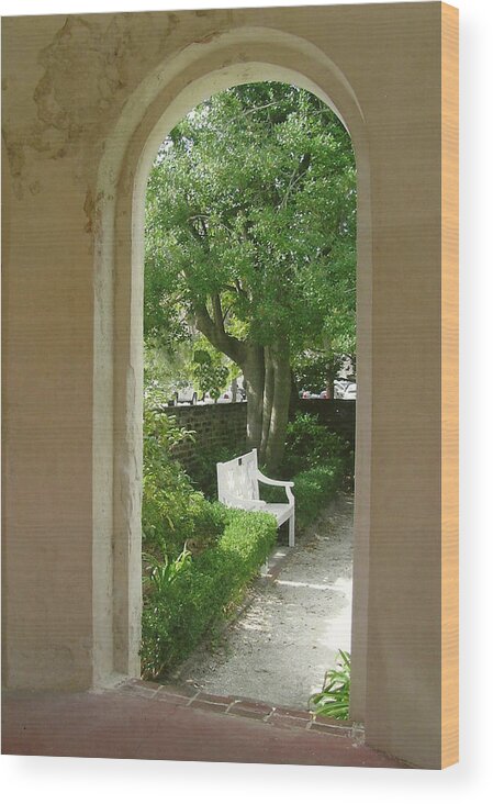 Door Wood Print featuring the photograph In a Garden House by Dody Rogers