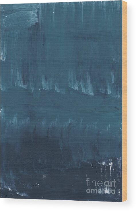 Large Abstract Blue Painting Wood Print featuring the painting In Stillness by Linda Woods