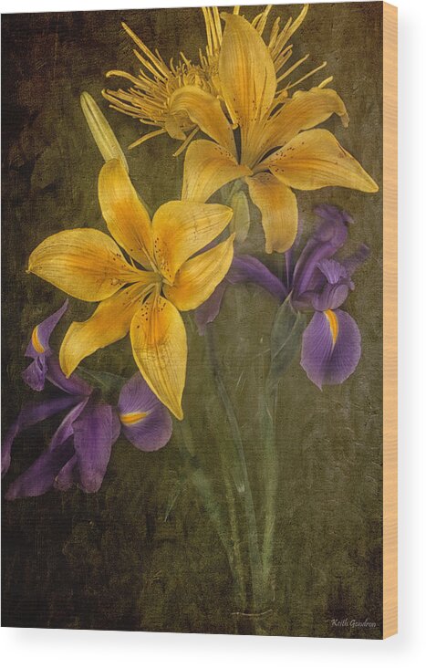 Flower Wood Print featuring the photograph Irises and Lilies by Keith Gondron