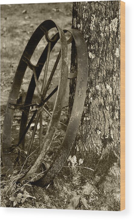 Iron Wheel Wood Print featuring the photograph Iron Wheel by Linda Segerson