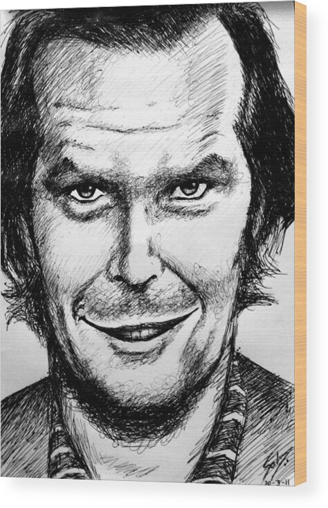 Wallpaper Buy Art Print Phone Case T-shirt Beautiful Duvet Case Pillow Tote Bags Shower Curtain Greeting Cards Mobile Phone Apple Android Jack Nicholson Sketch Jack Nicholson Portrait One Flew Over Cuckoo's Nest Joker Evil Haunted Scary Sketch The Shining Hollywood Movie Canvas Framed Art Acrylic Greeting Print Salman Ravish Khan Wood Print featuring the drawing Jack Nicholson #2 by Salman Ravish