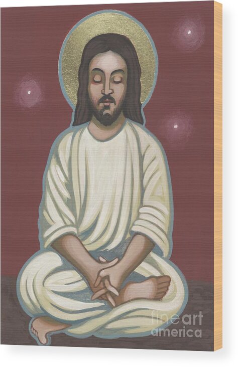 A Meditating Jesus? Father Bill Depicts Jesus In The Lotus Position Wood Print featuring the painting Jesus Listen and Pray 251 by William Hart McNichols