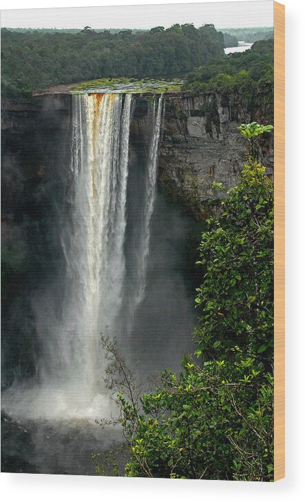 Kaieteur Falls Wood Print featuring the photograph Kaieteur Falls Afar by Stefan Carpenter