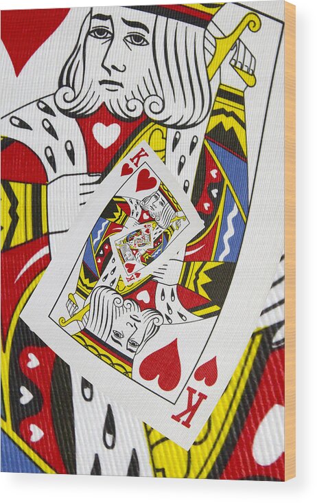 Card Wood Print featuring the photograph King of Hearts Collage by Kurt Van Wagner