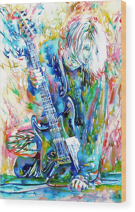 Kurt Wood Print featuring the painting Kurt Cobain Portrait.1 by Fabrizio Cassetta