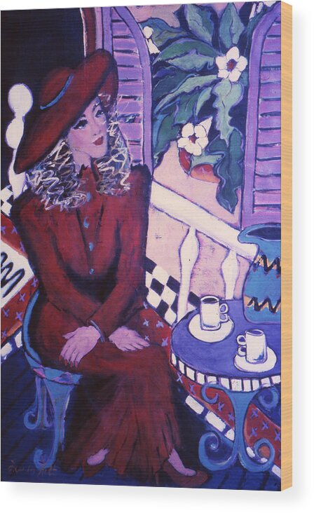 Contemporary Art Wood Print featuring the painting Lady in Red by Linda Holt