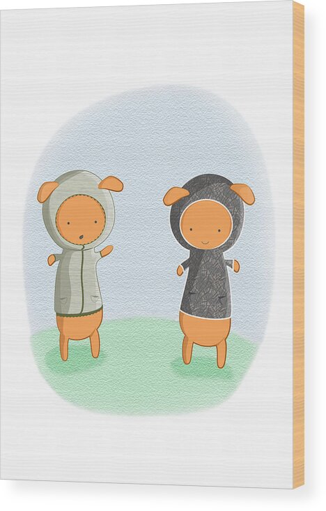 Character Wood Print featuring the digital art Lamb Carrots by Lenny Carter
