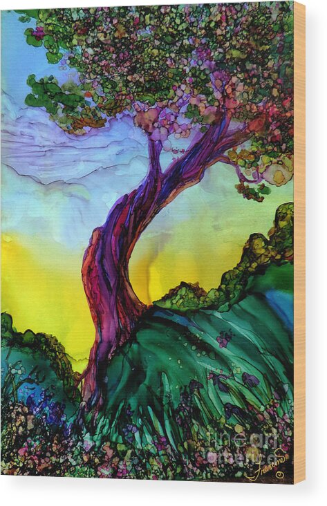 Landscape Wood Print featuring the painting Life is Good by Francine Dufour Jones