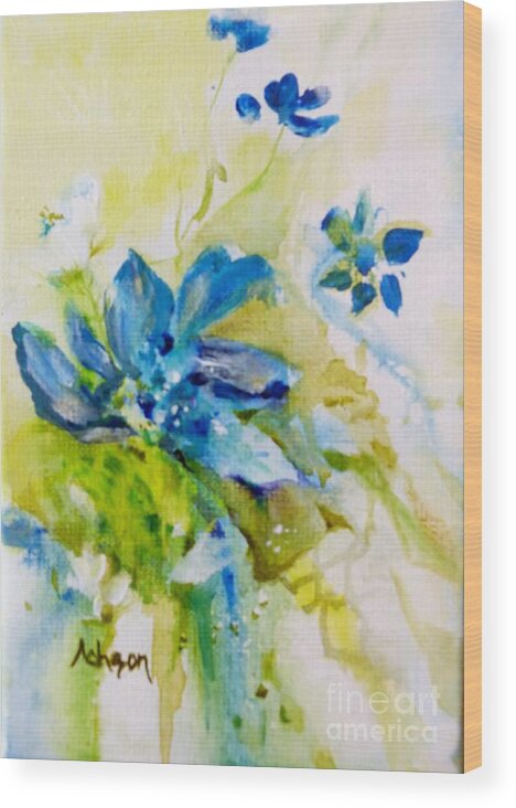 Spring Wood Print featuring the painting Little Flowers in My Garden by Donna Acheson-Juillet