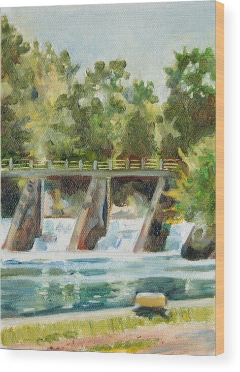 Landscape Wood Print featuring the painting Lock 2 Raceway by Sarah Lynch