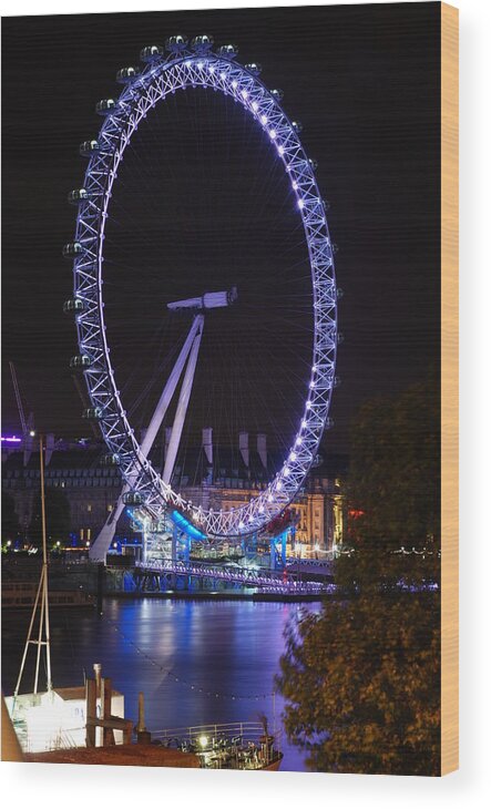 London Eye Wood Print featuring the photograph London Eye by Night by Wojciech Olszewski