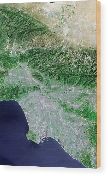 Pacific Ocean Wood Print featuring the photograph Los Angeles by Nasa/science Photo Library