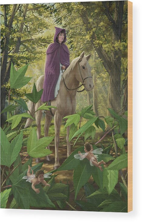 Horse Wood Print featuring the painting Lost Princess On Horseback by Martin Davey