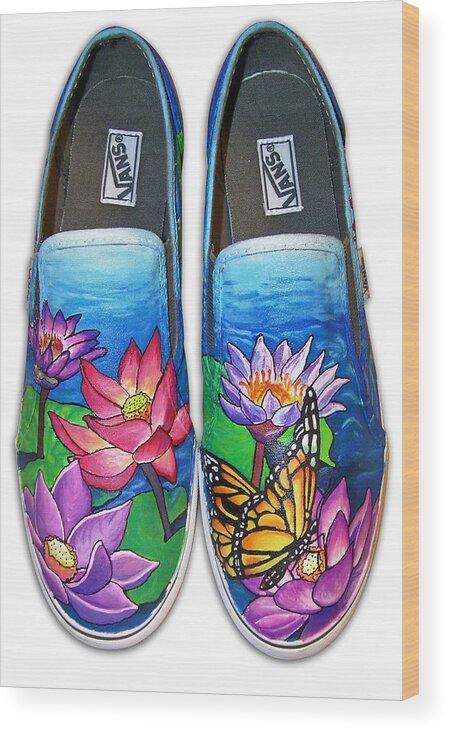 Lotus Wood Print featuring the painting Lotus Shoes by Adam Johnson