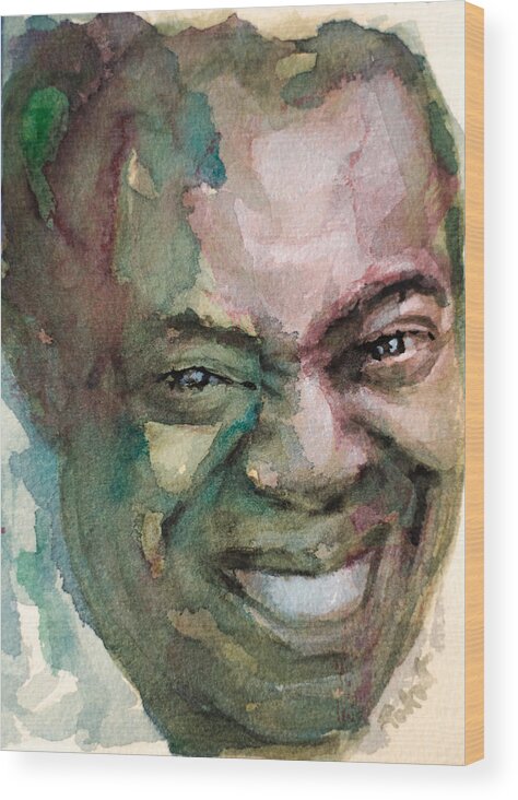 Louis Armstrong Wood Print featuring the painting Louis Armstrong by Laur Iduc