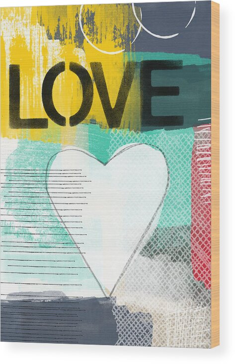 Love Wood Print featuring the painting Love Graffiti Style- Print or Greeting Card by Linda Woods