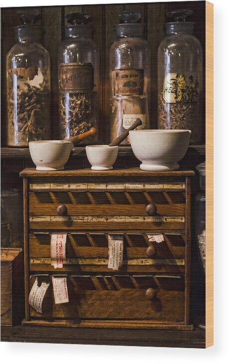 Pharmacy Wood Print featuring the photograph Making Potions by Heather Applegate