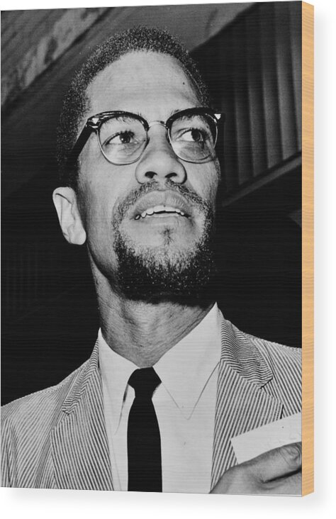 Malcolm X Wood Print featuring the photograph Malcolm X by Benjamin Yeager