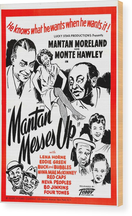 1940s Movies Wood Print featuring the photograph Mantan Messes Up, Us Poster, Top by Everett