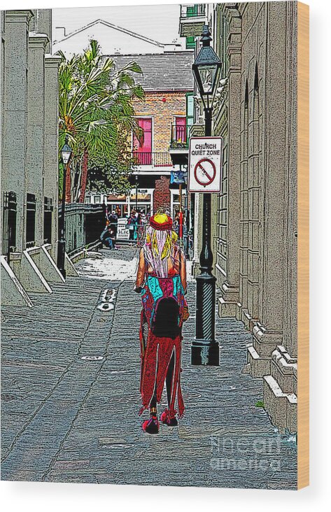 Mardi Gras Photos Wood Print featuring the photograph Mardi Gras in French Quarter by Luana K Perez