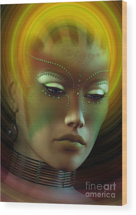 Woman Wood Print featuring the digital art Medicine Woman B by Shadowlea Is