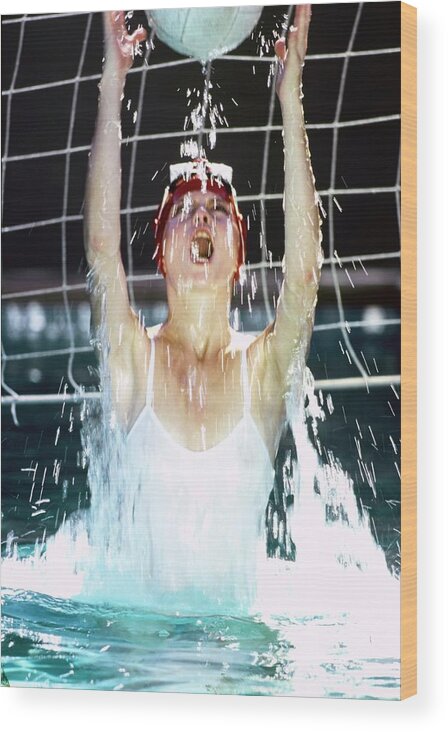 Health Wood Print featuring the photograph Melanie Cain Playing Water Volleyball by Jacques Malignon