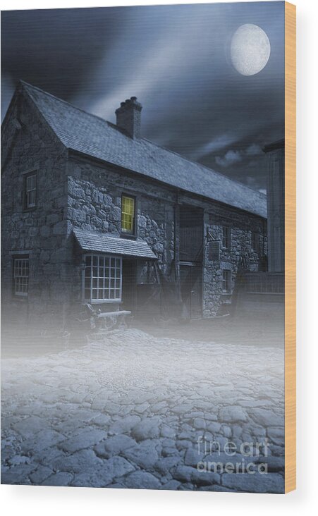 Cornwall Wood Print featuring the photograph Midnight Mist by David Lichtneker