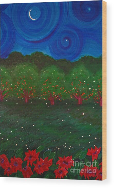 First Star Art Wood Print featuring the painting Midsummer Night by jrr by First Star Art