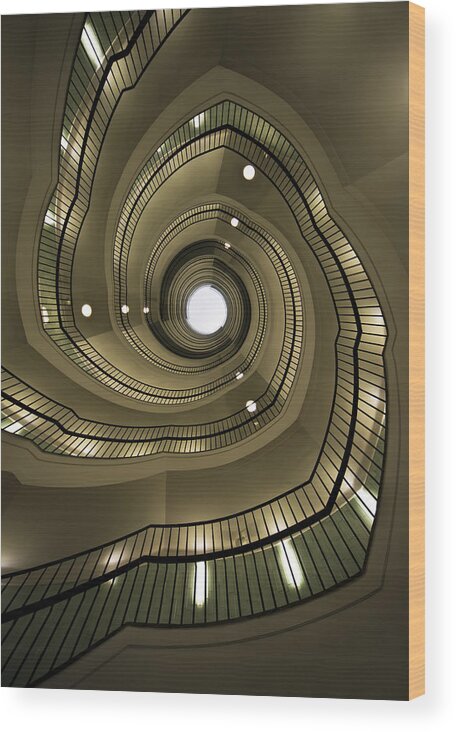 Spiral Wood Print featuring the photograph Modern spiral staircaise by Jaroslaw Blaminsky