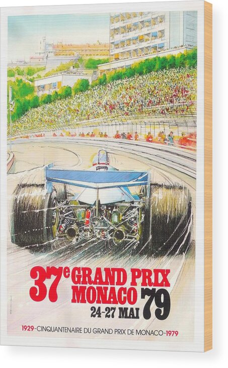 Monaco Grand Prix Wood Print featuring the digital art Monaco Grand Prix 1979 by Georgia Clare