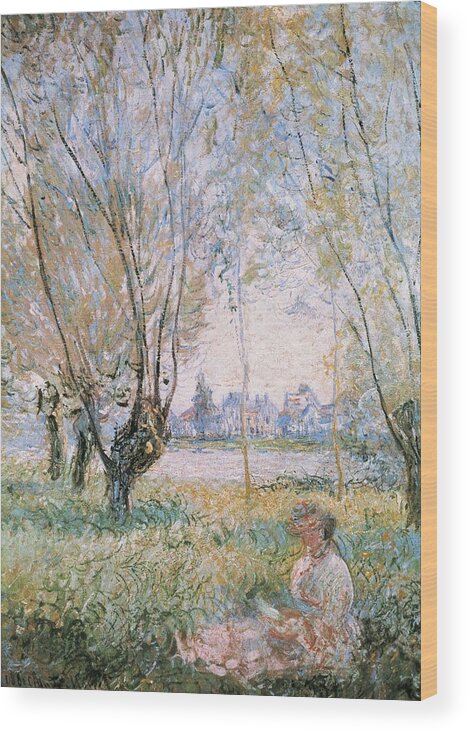 Vertical Wood Print featuring the photograph Monet, Claude 1840-1926. Woman Seated by Everett
