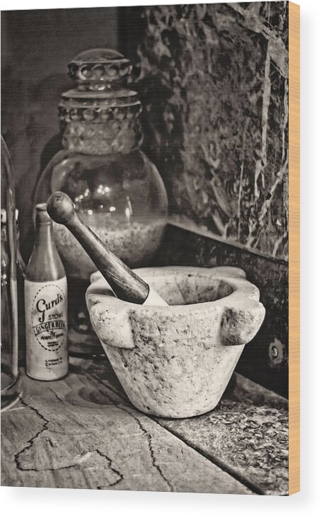 Pharmacy Wood Print featuring the photograph Mortar and Pestle by Heather Applegate