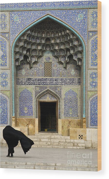 Esfahan Wood Print featuring the photograph Mosque Door In Isfahan Esfahan Iran by JM Travel Photography
