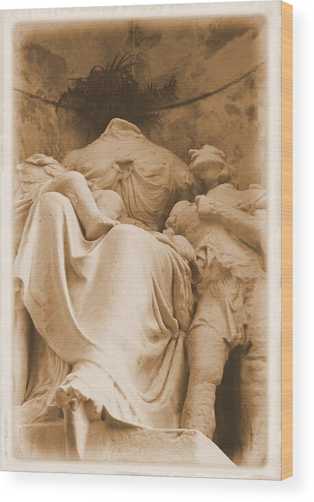 Cemetery Wood Print featuring the photograph Mother with Children by Nadalyn Larsen