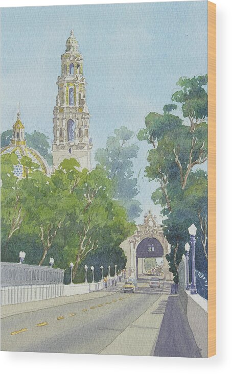 Museum Wood Print featuring the painting Museum of Man Balboa Park by Mary Helmreich