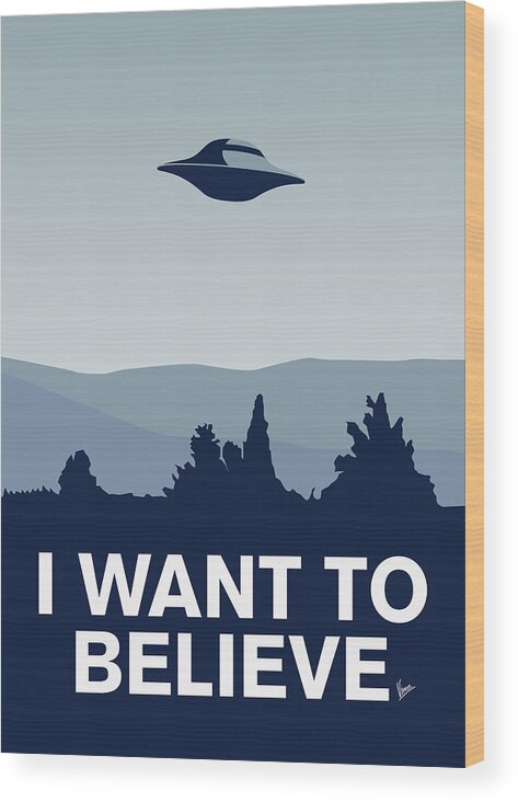 Classic Wood Print featuring the digital art My I want to believe minimal poster-xfiles by Chungkong Art
