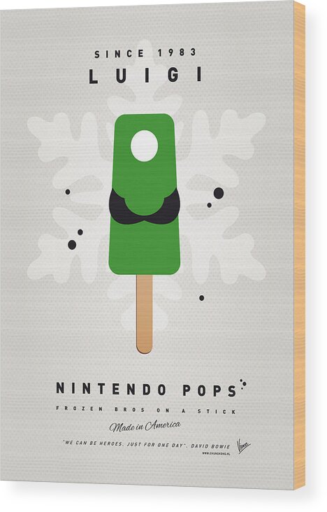 1 Up Wood Print featuring the digital art My NINTENDO ICE POP - Luigi by Chungkong Art