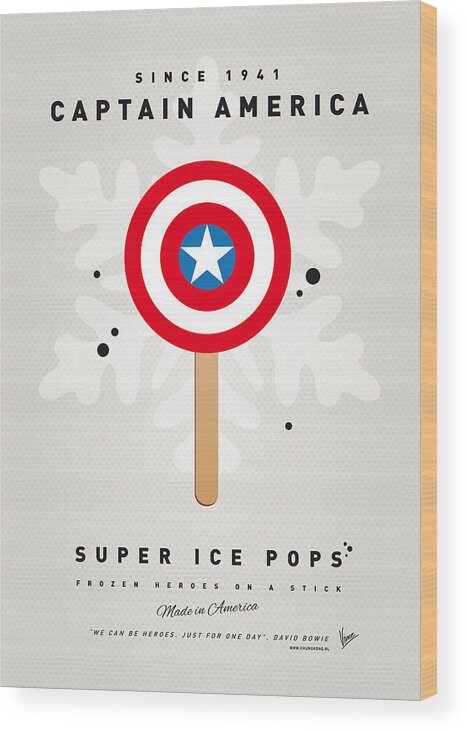 Superheroes Wood Print featuring the digital art My SUPERHERO ICE POP - Captain America by Chungkong Art